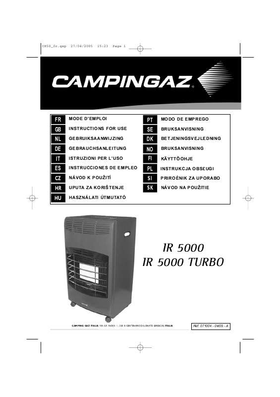 Notice CAMPINGAZ IR 5000 Trouver une solution à un problème CAMPINGAZ